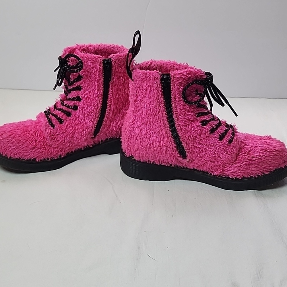 DR. MARTENS 1460 Pascal J Tinsel Fur Boots Kid's Size 2 Clash Pink - Picture 7 of 9